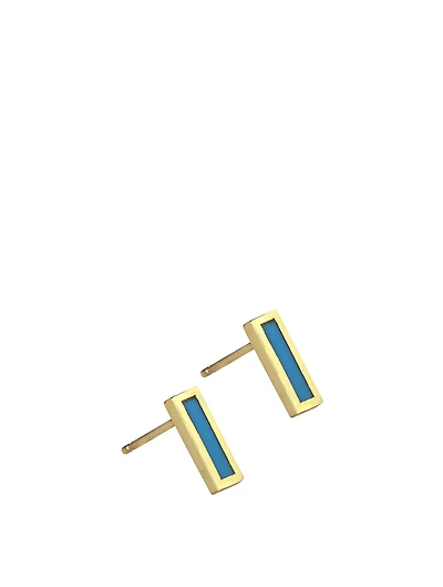 18K Stud Earrings With Turquoise Inlays