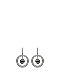 18K Black Gold Black Pearl And Diamond Earrings