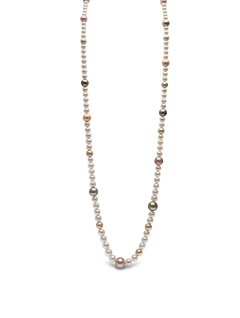 18K White Gold Multicolour Pearl Necklace