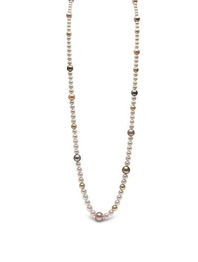 18K White Gold Multicolour Pearl Necklace