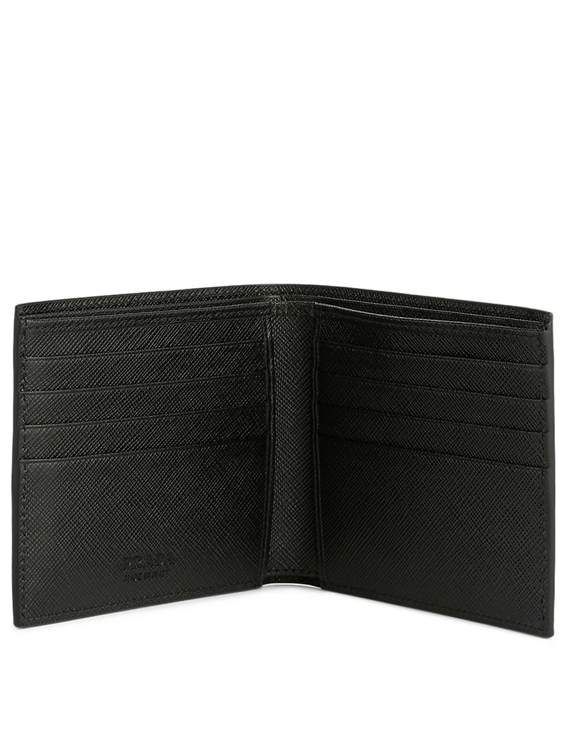 Saffiano Leather Contrast Logo Wallet