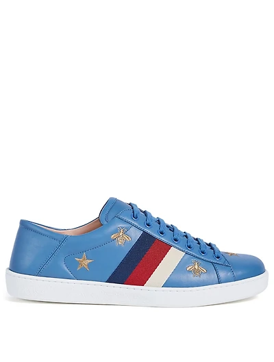 Ace Embroidered Leather Sneakers