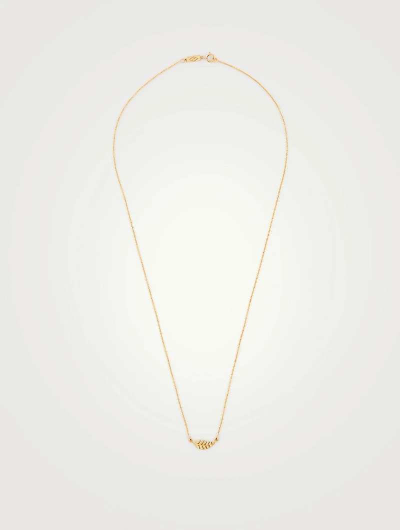Mini Gold Leaf Necklace With Diamonds