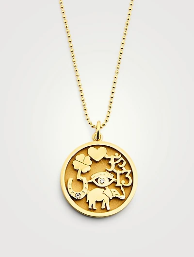18K Gold Good Luck Necklace With Diamonds
