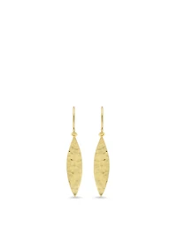 18K Gold Hammered Marquise Drop Earrings