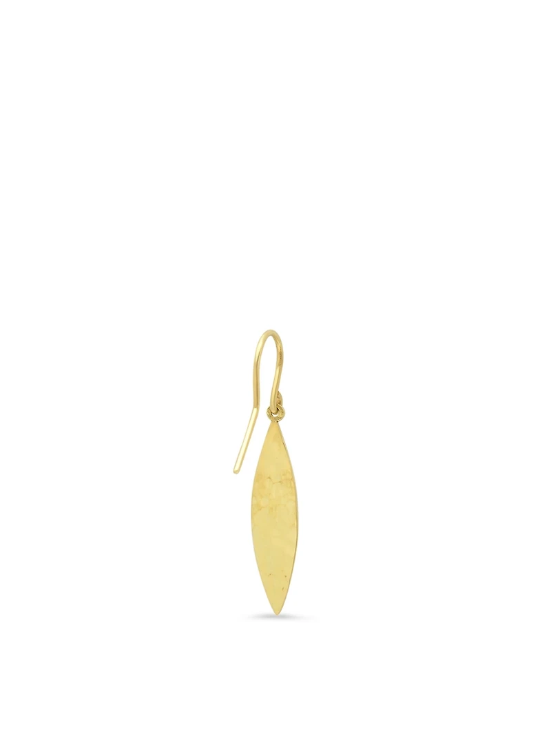 18K Gold Hammered Marquise Drop Earrings