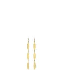 18K Gold Hammered Triple Marquise Drop Earrings
