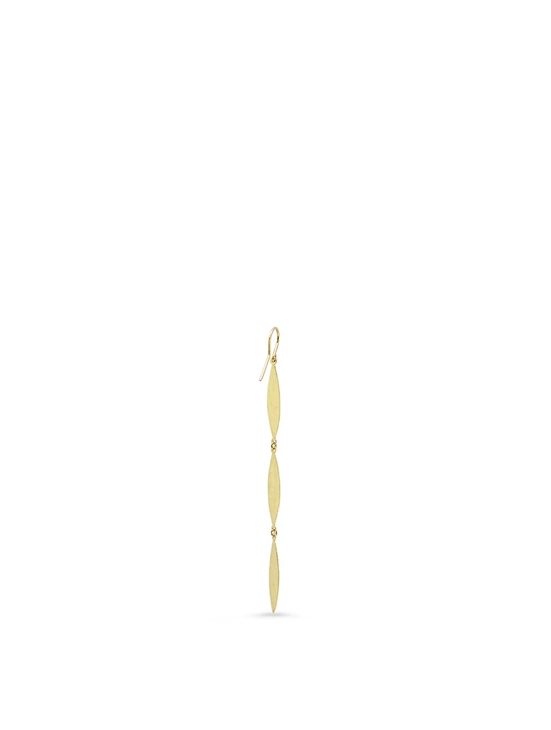 18K Gold Hammered Triple Marquise Drop Earrings