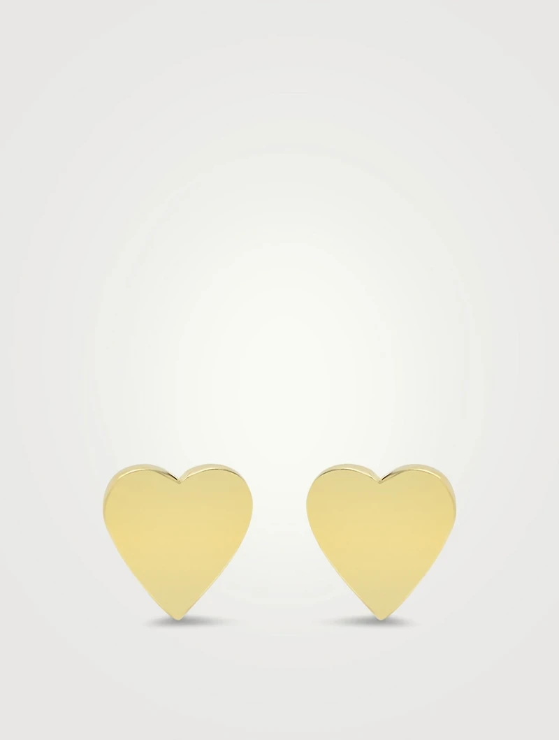 18K Gold Heart Stud Earrings
