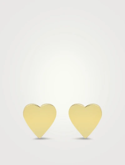 18K Gold Heart Stud Earrings