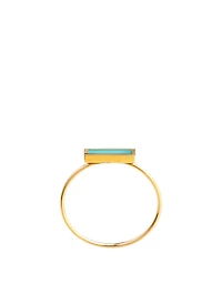 Gold Short Bar Ring With Turquoise Inlay