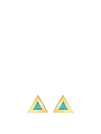 Mini 18K Gold Triangle Stud Earrings With Turquoise