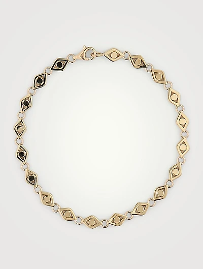 14K Gold Evil Eye Link Bracelet