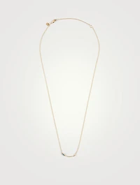 Mini 14K Gold Evil Eye Necklace With Diamond Bezel