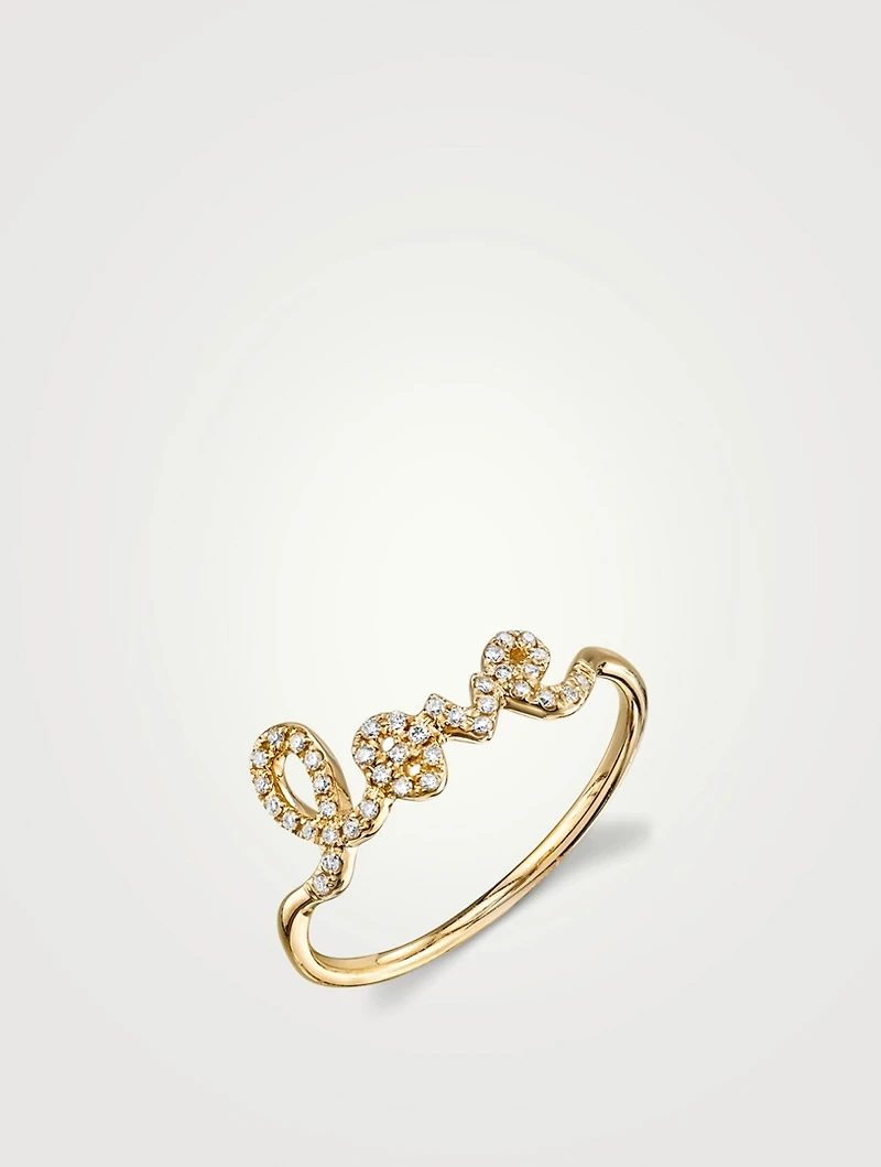14K Gold Love Ring With Diamonds