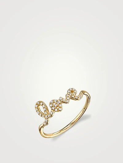14K Gold Love Ring With Diamonds