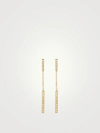 Gold Short And Long Bar Drop Earrings With Diamonds
