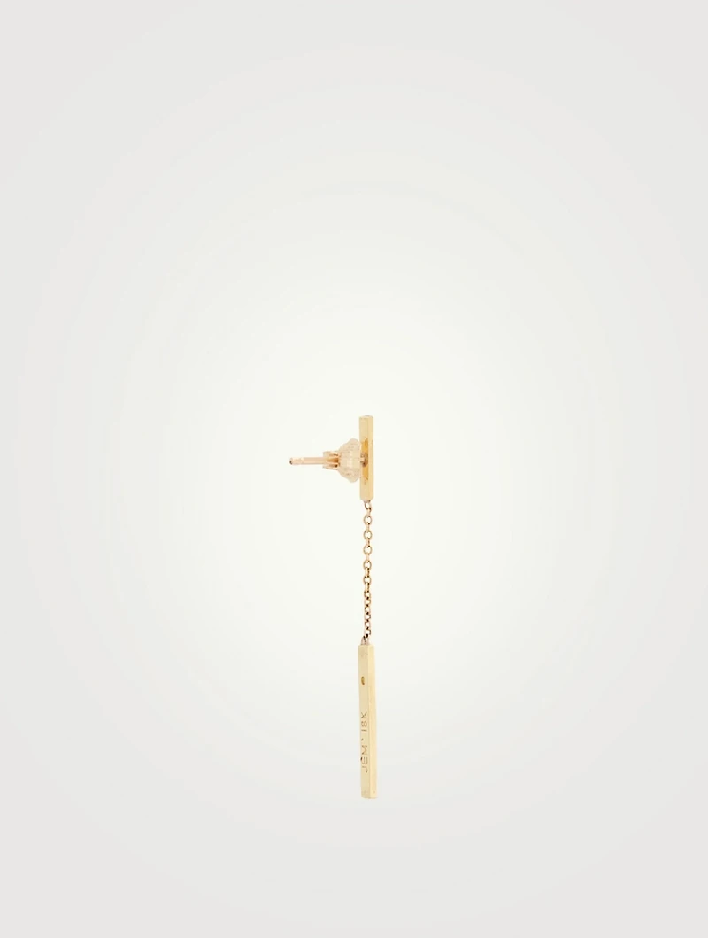 Gold Short And Long Bar Drop Earrings With Diamonds