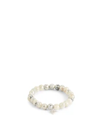 Corundum Beaded Bracelet With Small 14K Gold Diamond Starburst Charm