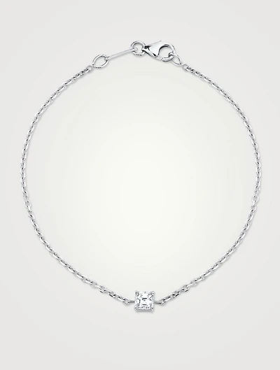 18K White Gold Chain Asscher Diamond Bracelet