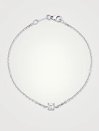 18K White Gold Chain Asscher Diamond Bracelet