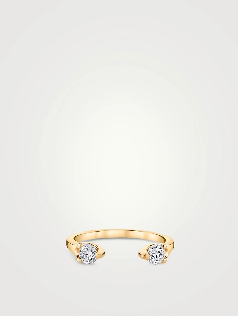 18K Gold Orbit Split Ring With Diamonds