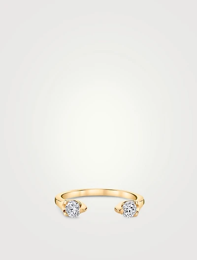 18K Gold Orbit Split Ring With Diamonds