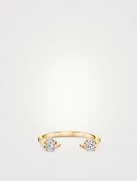 18K Gold Orbit Split Ring With Diamonds