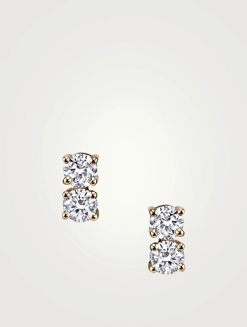 18K Gold Two-Dot Diamond Earrings