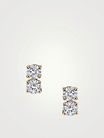 18K Gold Two-Dot Diamond Earrings