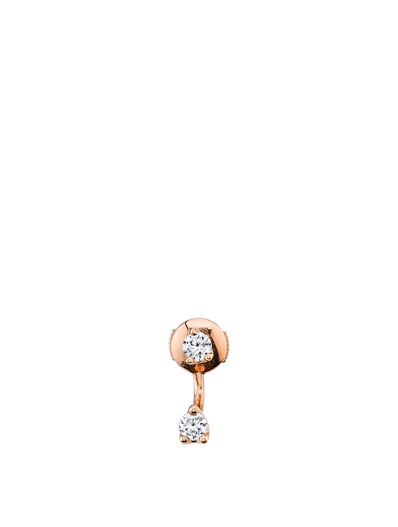 18K Rose Gold Round Diamond Orbit Earring