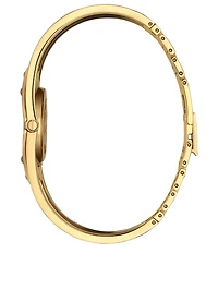 Twirl Goldtone Leather Steel Cuff Watch