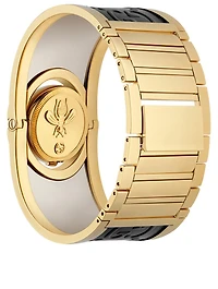 Twirl Goldtone Leather Steel Cuff Watch