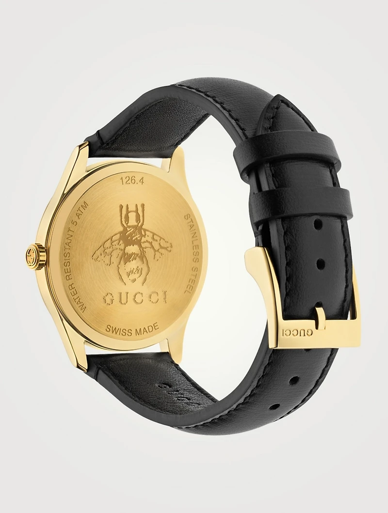 G-Timeless Leather Strap Watch