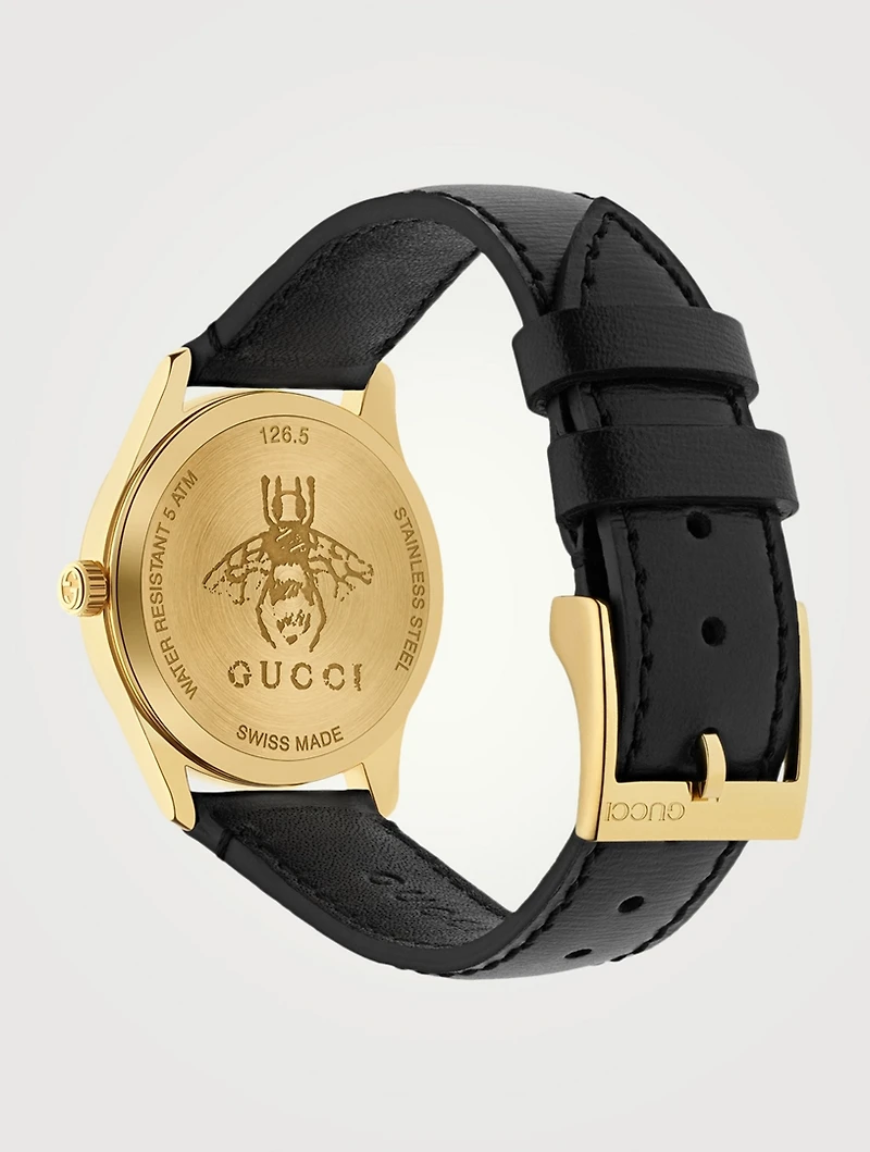 G-Timeless Goldtone Leather Strap Watch