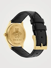 G-Timeless Goldtone Leather Strap Watch