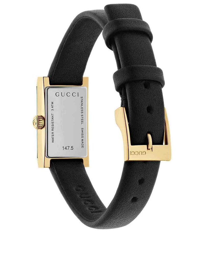 G-Frame Goldtone Leather Strap Watch