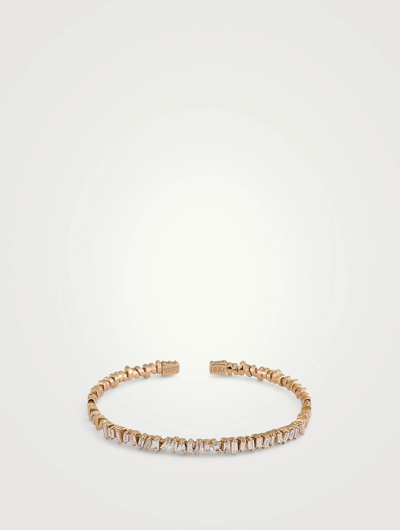 18K Rose Gold Classic Diamond Bangle Bracelet