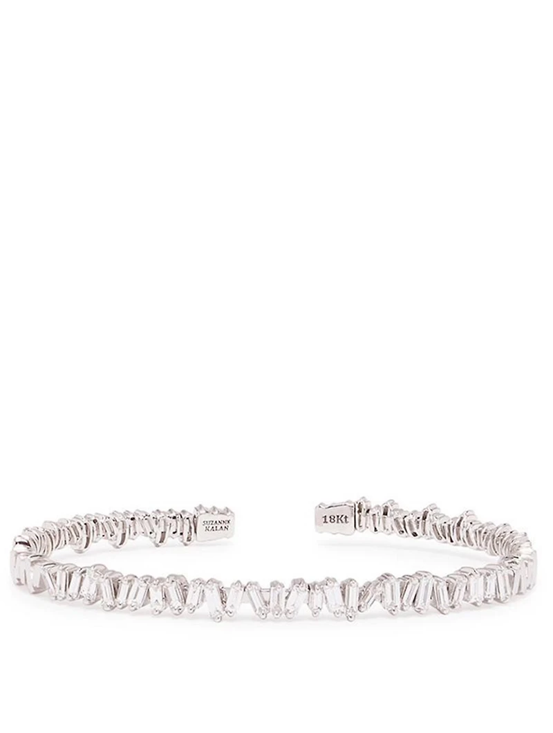 Classic Fireworks 18K White Gold Bangle Bracelet With Diamonds