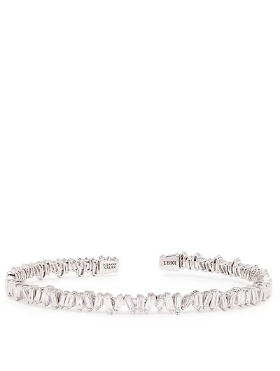 Classic Fireworks 18K White Gold Bangle Bracelet With Diamonds