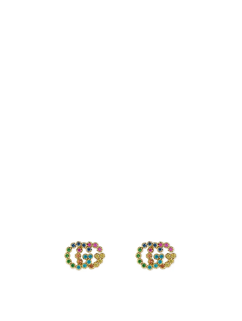 Rainbow Double G 18K Gold Stud Earrings
