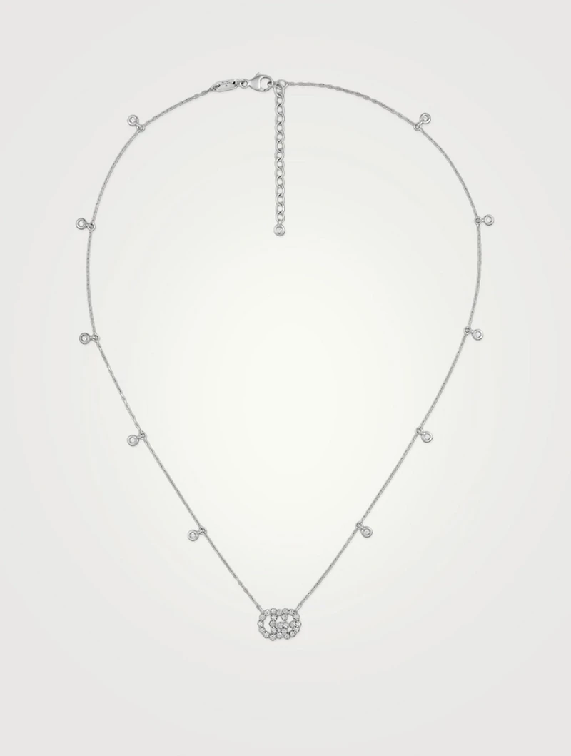 Double G 18K White Gold Necklace With Diamonds