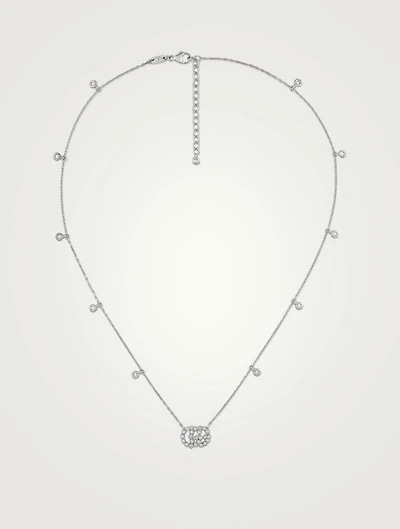 Double G 18K White Gold Necklace With Diamonds