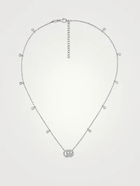 Double G 18K White Gold Necklace With Diamonds