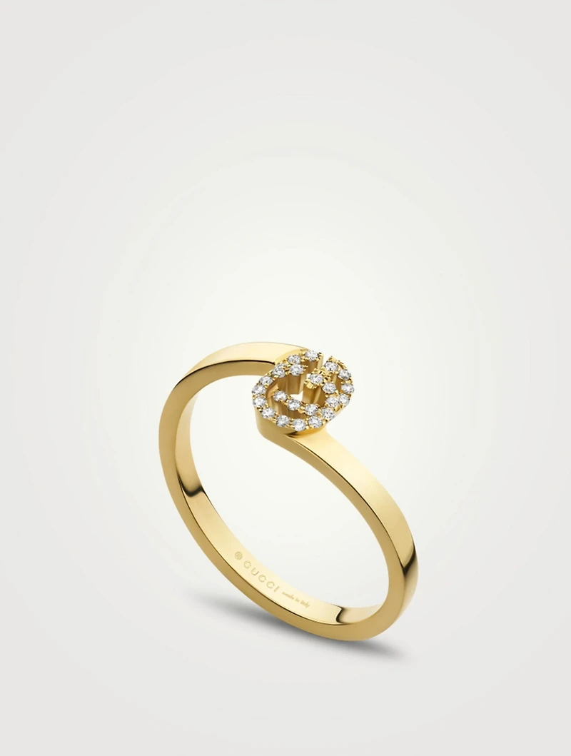 GG Running 18K Gold Ring With Diamonds