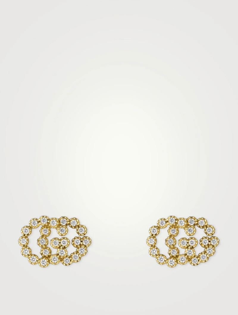 GG Running 18K Gold Stud Earrings With Diamonds