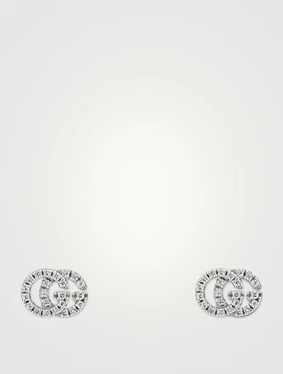 GG Running 18K Gold Stud Earrings With Diamonds