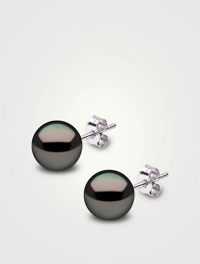 18K White Gold Tahitian South Sea Pearl Stud Earrings