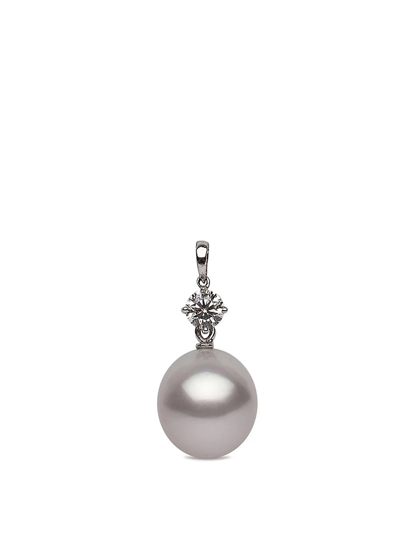 18K White Gold Australian South Sea Pearl Pendant With Diamonds