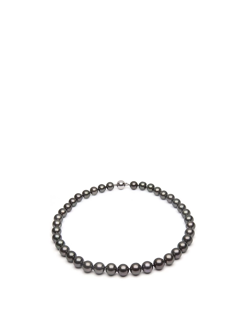 18K White Gold Medium Graduated Tahitian South Sea Pearl Necklace